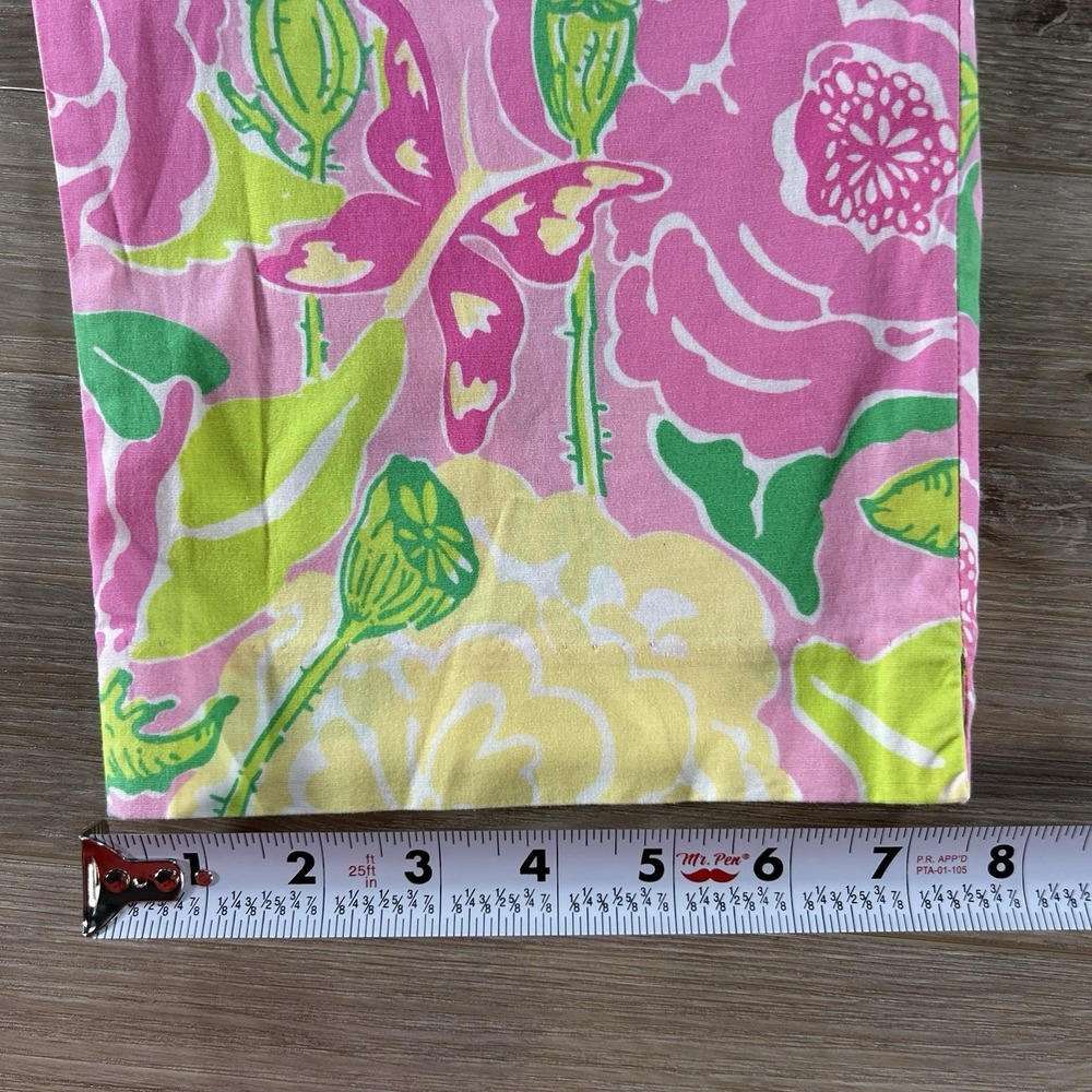 VTG Lilly Pulitzer Size 16 Pink Yellow Cotton Poplin Capri Shoo Fly Floral Pants - Picture 9 of 9